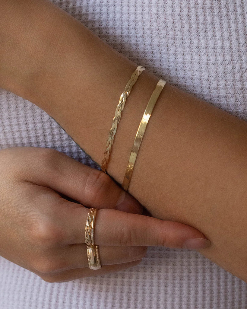 Leah Alexandra - Braided Herringbone Bracelet – 14k Gold -