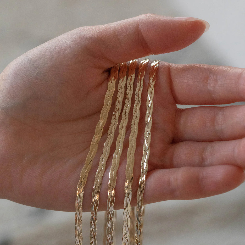 Leah Alexandra - Braided Herringbone Bracelet – 14k Gold -