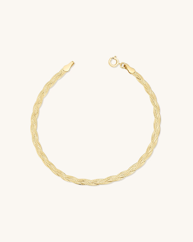 Leah Alexandra - Braided Herringbone Bracelet – 14k Gold - 14K Gold