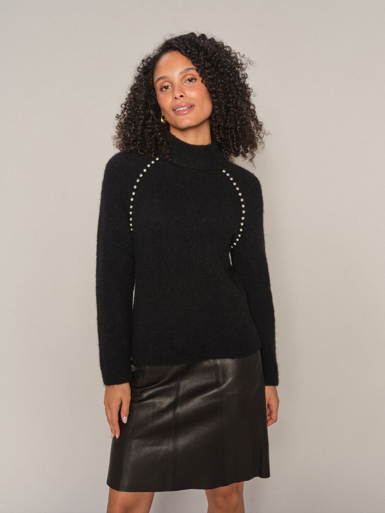 Mos Mosh - Zora Bead High Neck Sweater - Black