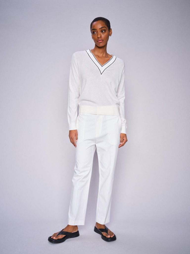 Mos Mosh - Relena Prep V-Neck Sweater - Ecru