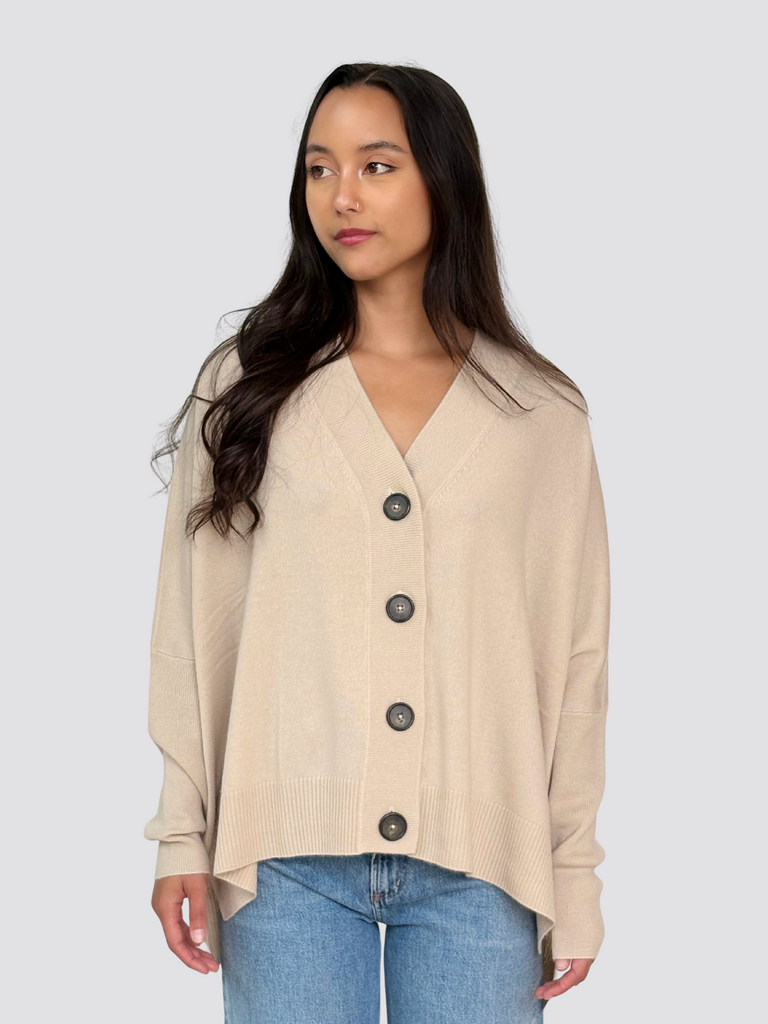 REPEAT - Wool Cashmere Knit Cardigan - Natural O S