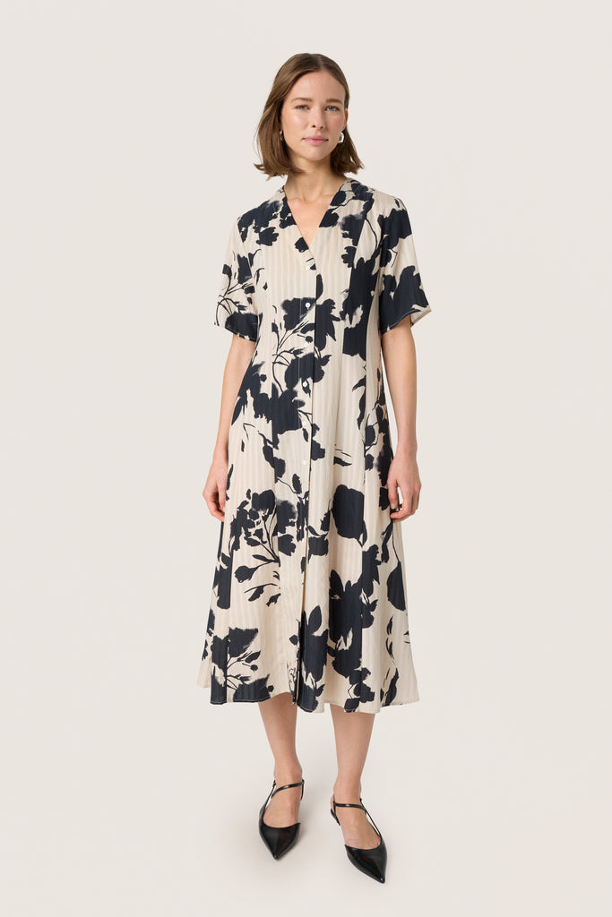 Soaked in Luxury - Daria Dress - Oatmeal Duotone