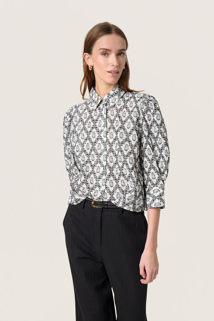 Soaked in Luxury - Erika Blouse - Creme Cotton Jacquard