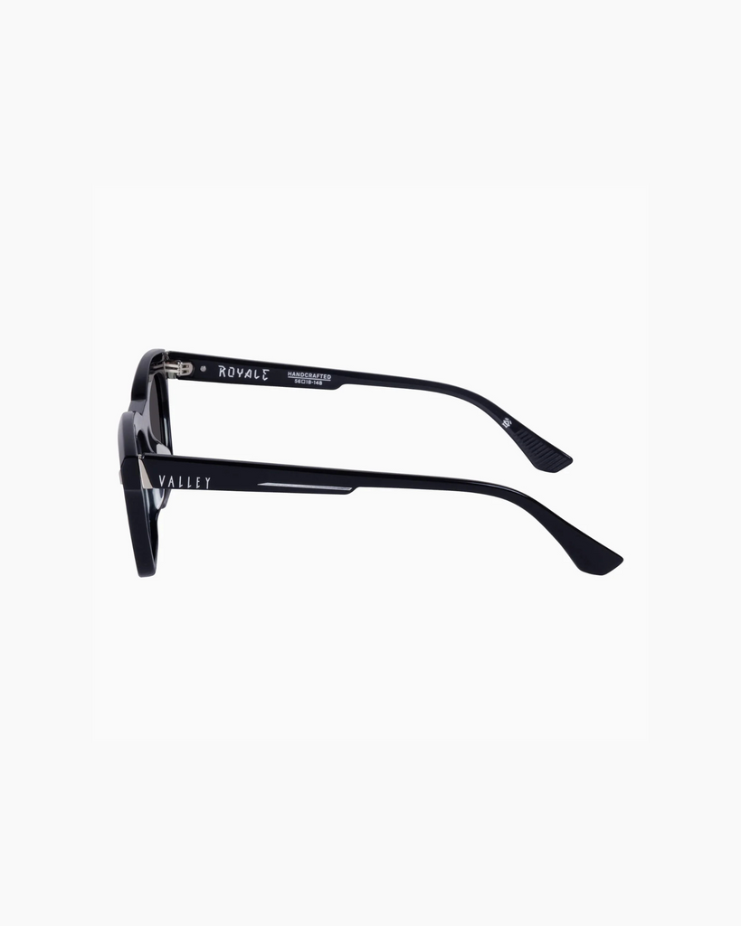 VALLEY Eyewear - Royale Sunglasses – Gloss Black w. Silver Metal / Black Lens -