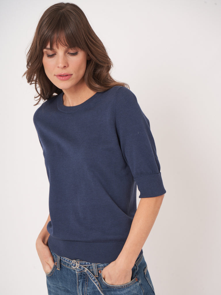 REPEAT - Crew Neck Cotton Cashmere Sweater -
