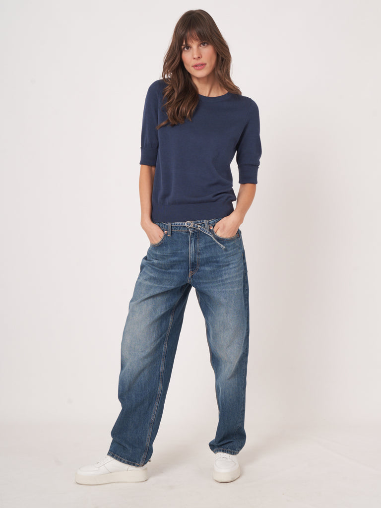 REPEAT - Crew Neck Cotton Cashmere Sweater -