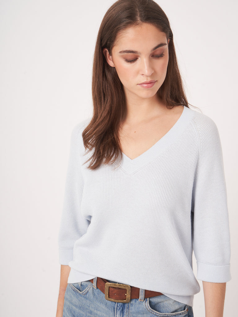 REPEAT - V-Neck Cotton Cashmere Sweater -