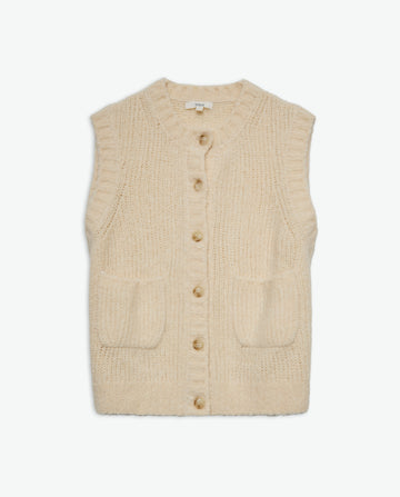 Yerse - Boucle Pockets Vest - Ecru