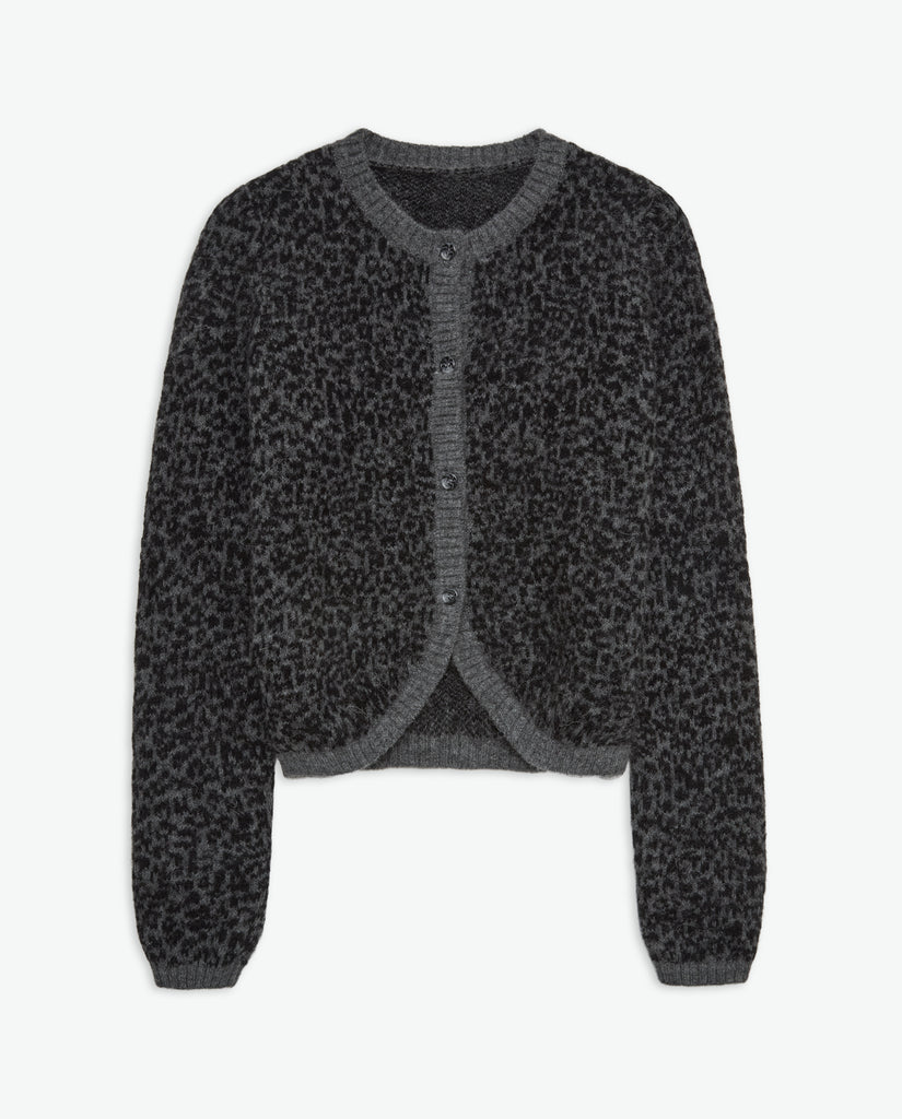 Yerse - Jacquard Animal Print Cardigan - Leopard