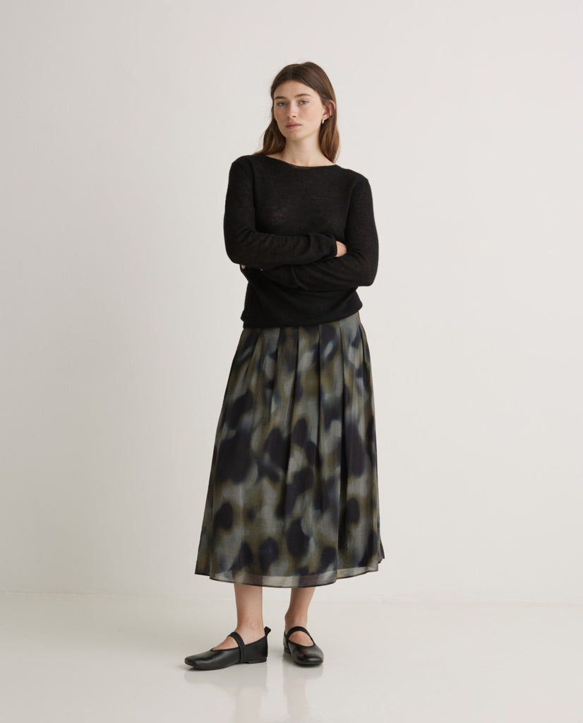Yerse - Midi Pleats Skirt - Kaki