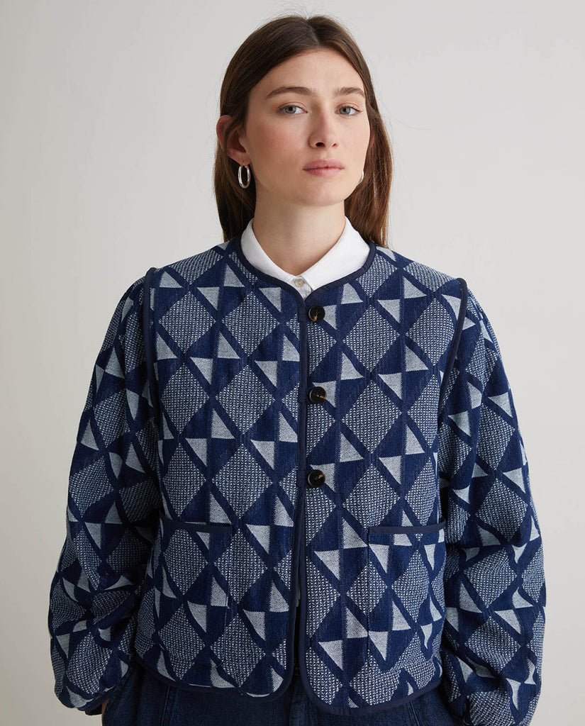 Yerse - Short Jacquard Jacket - Indigo