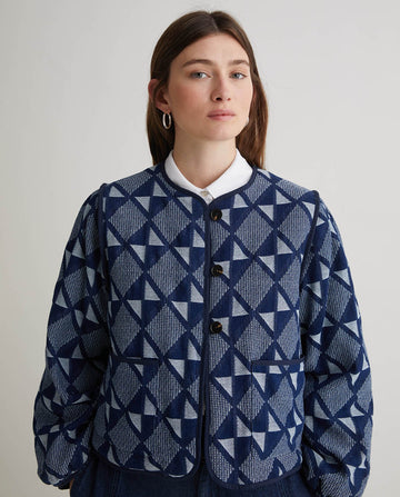 Yerse - Short Jacquard Jacket - Indigo