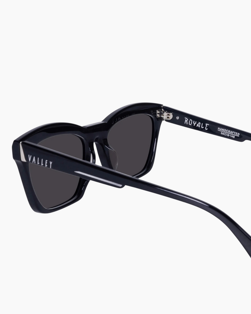 VALLEY Eyewear - Royale Sunglasses – Gloss Black w. Silver Metal / Black Lens -