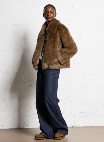 Des Petits Hauts - Ybou Faux Jacket - Mocha