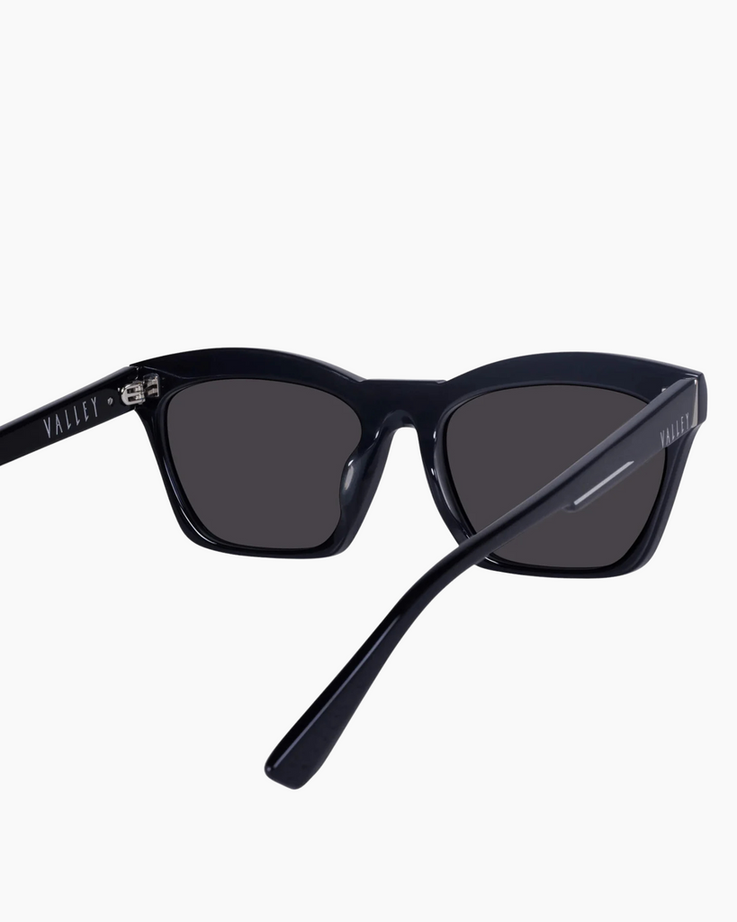 VALLEY Eyewear - Royale Sunglasses – Gloss Black w. Silver Metal / Black Lens -