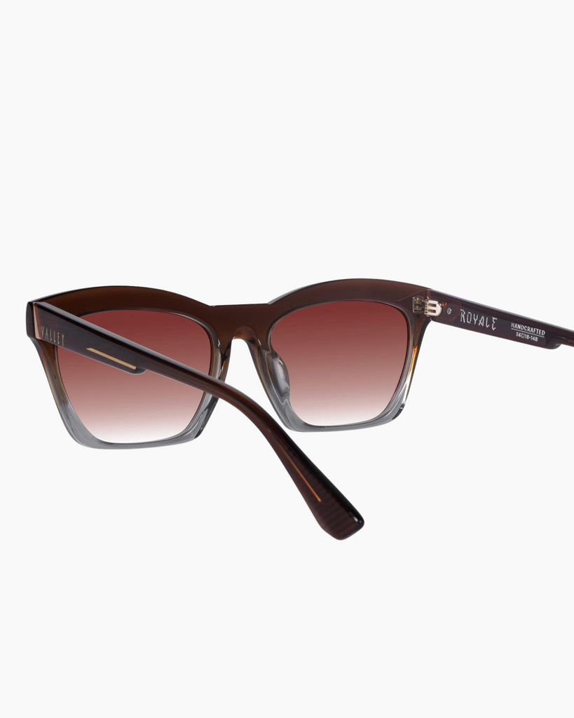 VALLEY Eyewear - Royale Sunglasses – Transparent Chocolate Fade to Crystal w. Gold -
