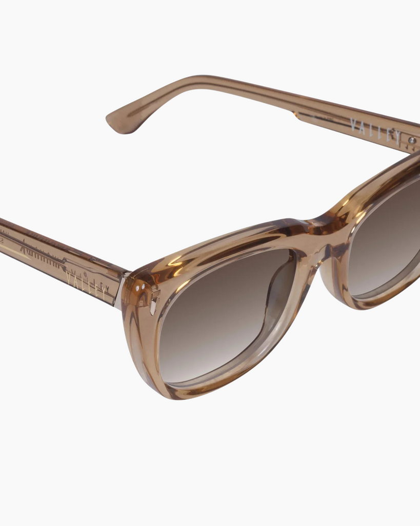 VALLEY Eyewear - Tomahawk Sunglasses – Dark Champagne w Gold Metal / Brown Gradient Lens -