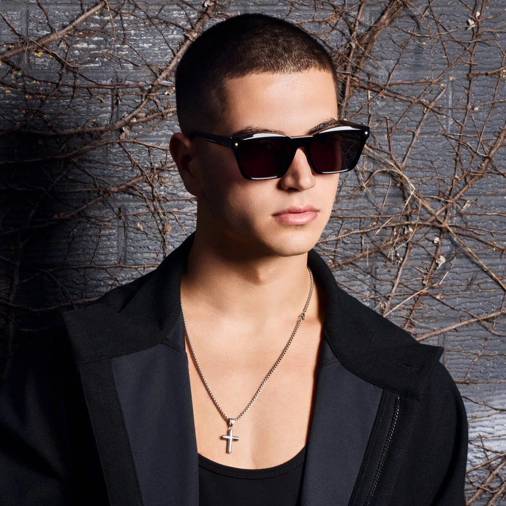 VALLEY Eyewear - Royale Sunglasses – Gloss Black w. Silver Metal / Black Lens -