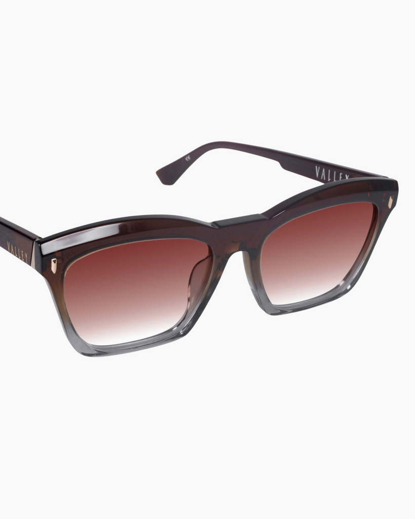 VALLEY Eyewear - Royale Sunglasses – Transparent Chocolate Fade to Crystal w. Gold -