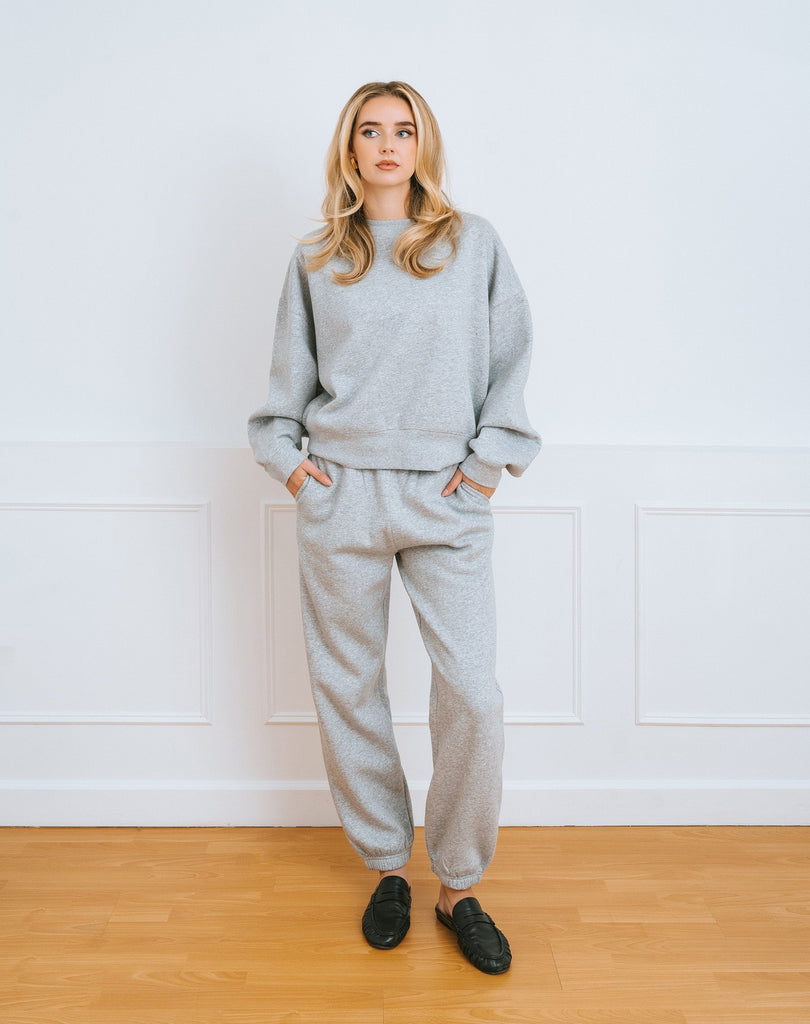BRUNETTE The Label - Rhinestone Oversized Jogger - Grey Melange