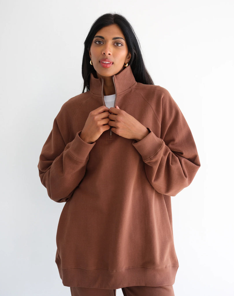BRUNETTE The Label - 1/2 Zip NYBF Sweatshirt - Brown