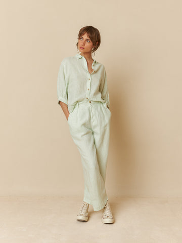 INDI&COLD - Linen 3/4 Bouse - Aqua