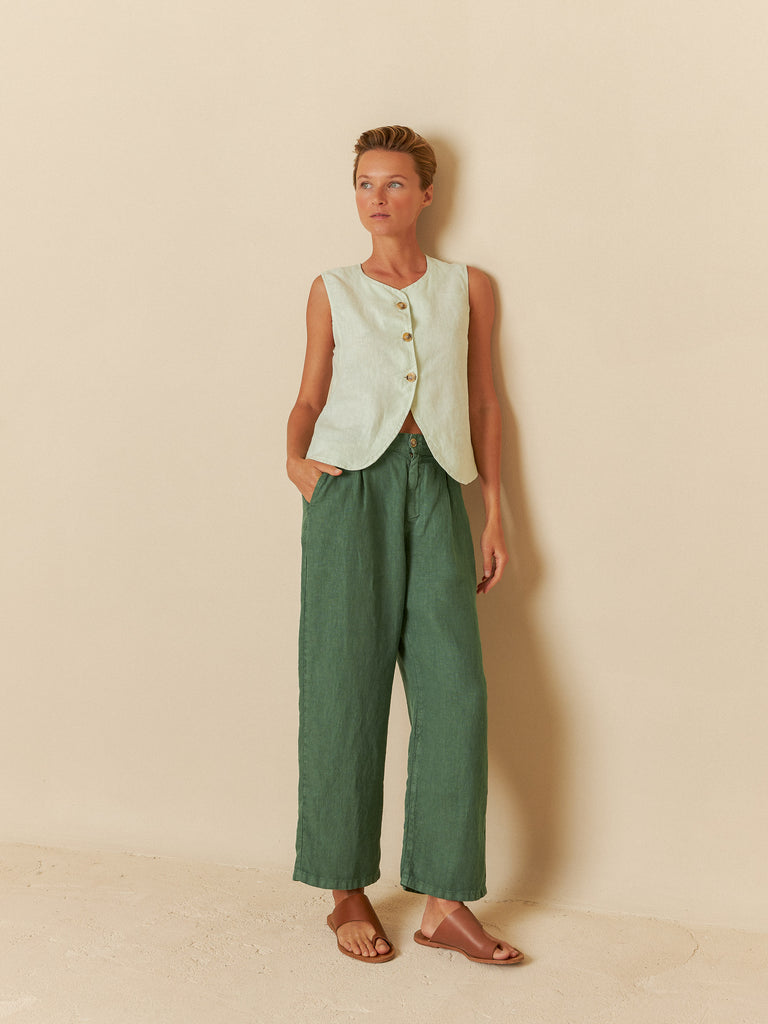 INDI&COLD - Linen Vest - Aqua