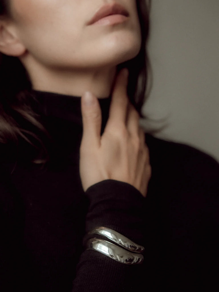Vimeria - Diamond Thin Ortune Cuff – Silver -