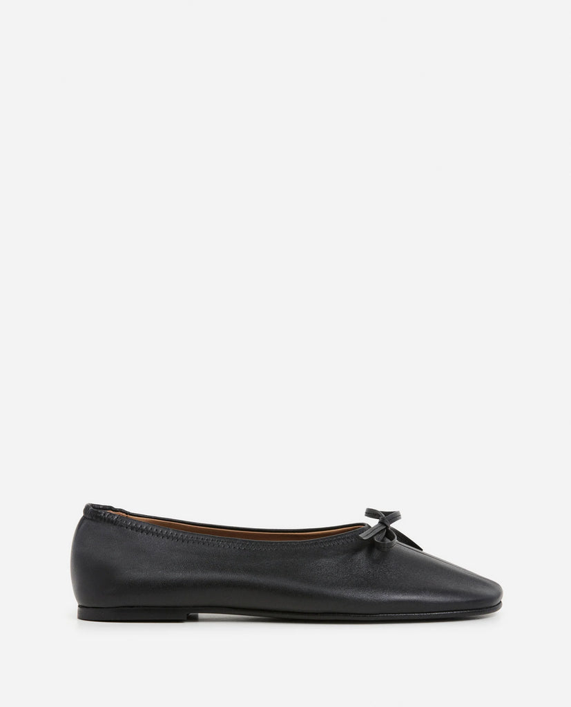 Flattered - Blaise Leather Flat - Black