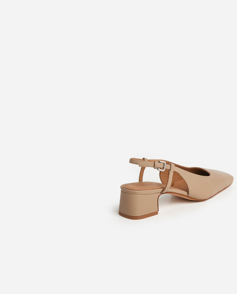 Flattered - Elin Leather Beige Heels -