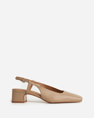 Flattered - Elin Leather Beige Heels - Beige