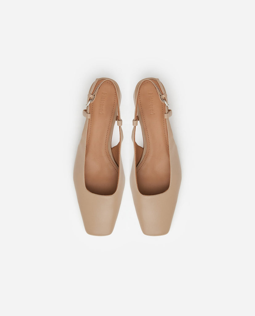 Flattered - Elin Leather Beige Heels -