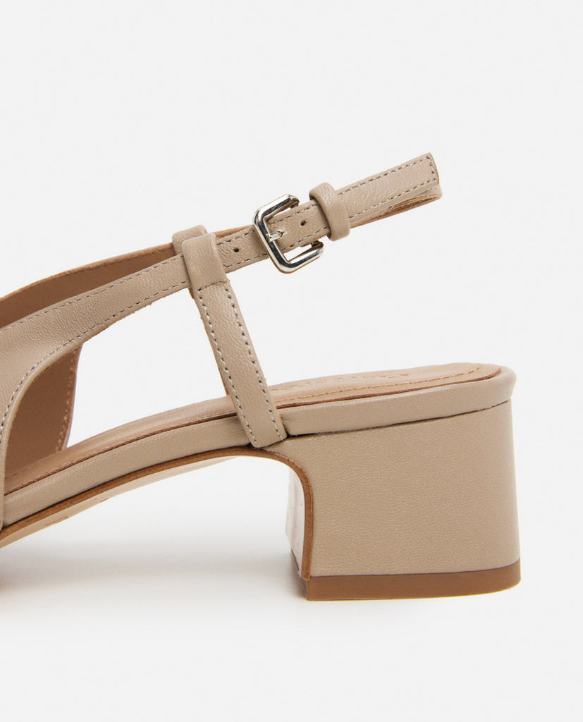 Flattered - Elin Leather Beige Heels -