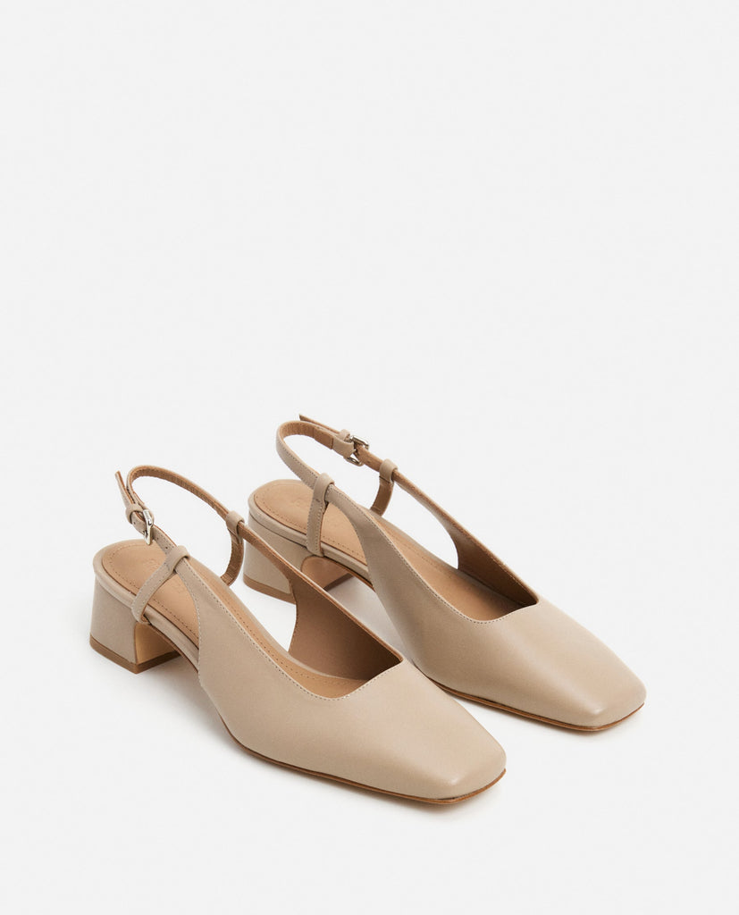 Flattered - Elin Leather Beige Heels -