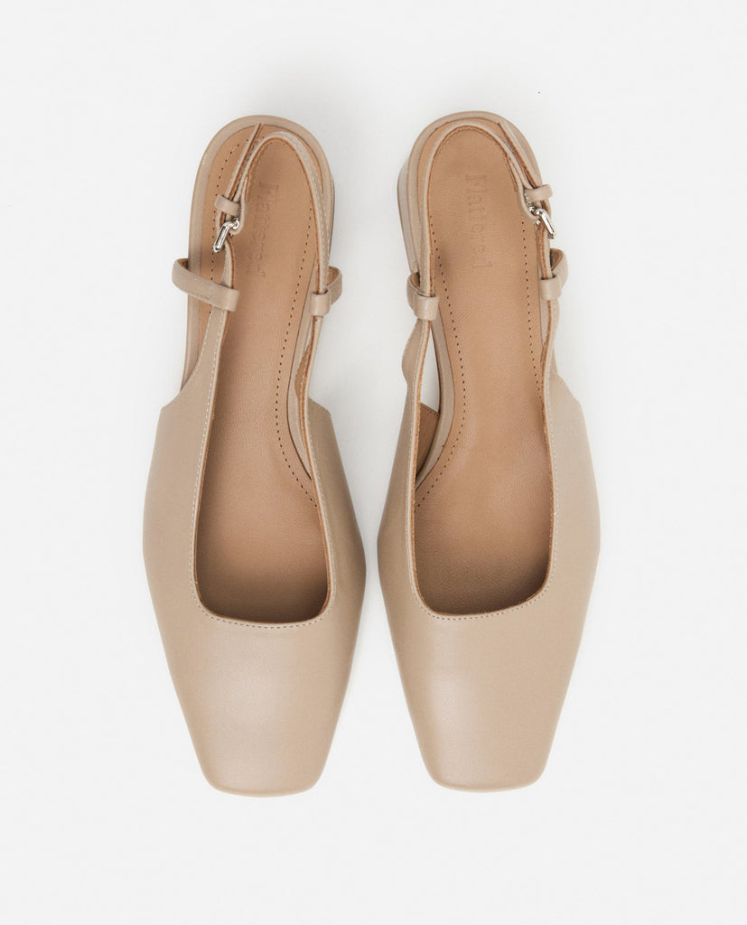 Flattered - Elin Leather Beige Heels -