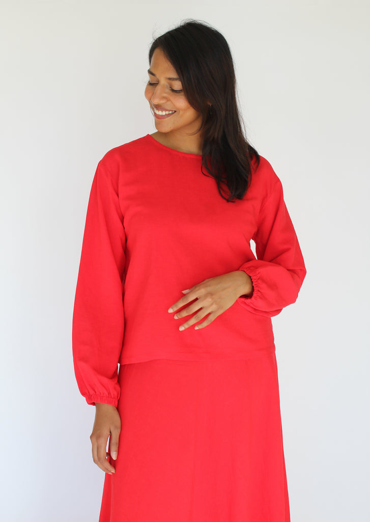 Sattva by Sarah - Boxy Blouse - Fire Red