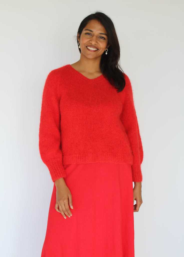Sattva by Sarah - LuLu V-Neck Sweater - Red