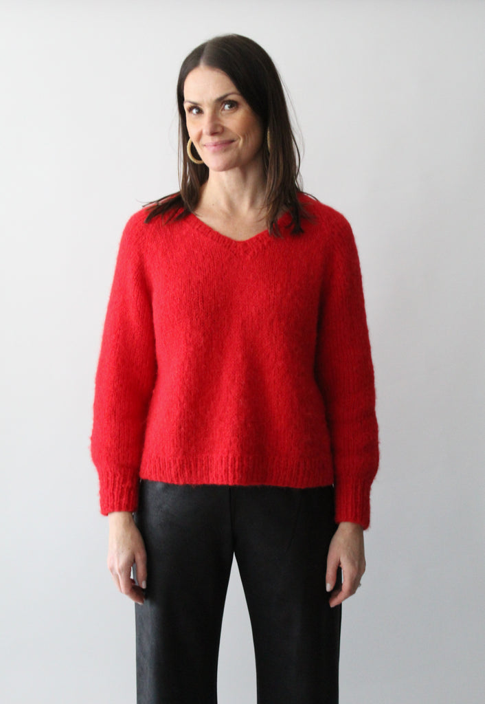 Sattva by Sarah - Lulu V-Neck Sweater - Red