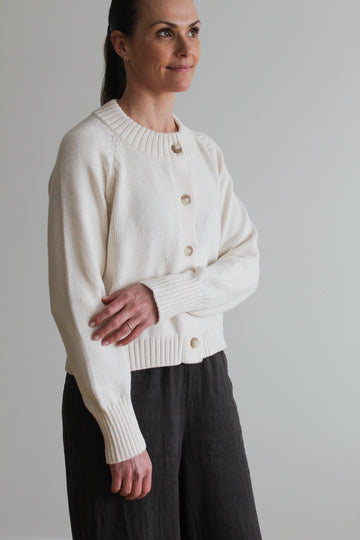 Sattva by Sarah - Cozy Crew Cardigan - Ecru
