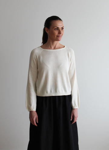 Sattva by Sarah - Balloon Sleeve Sweater - White