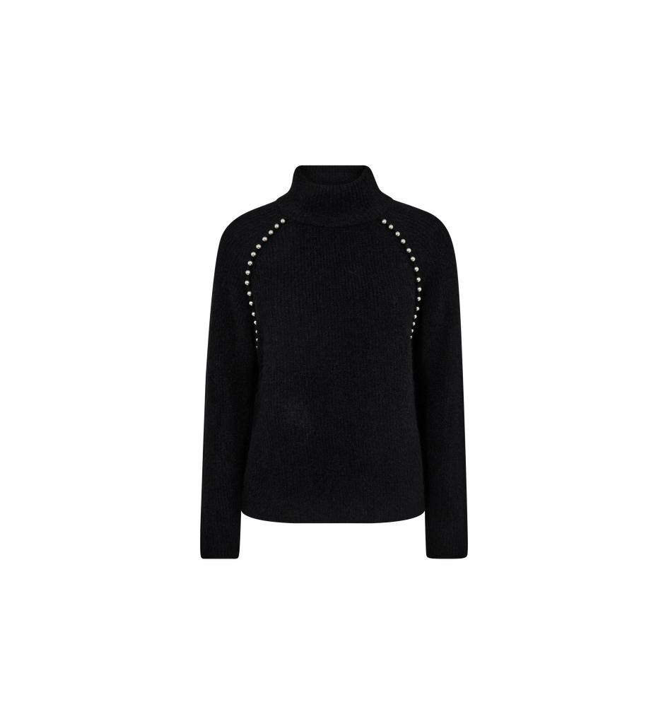 Mos Mosh - Zora Bead High Neck Sweater - Black