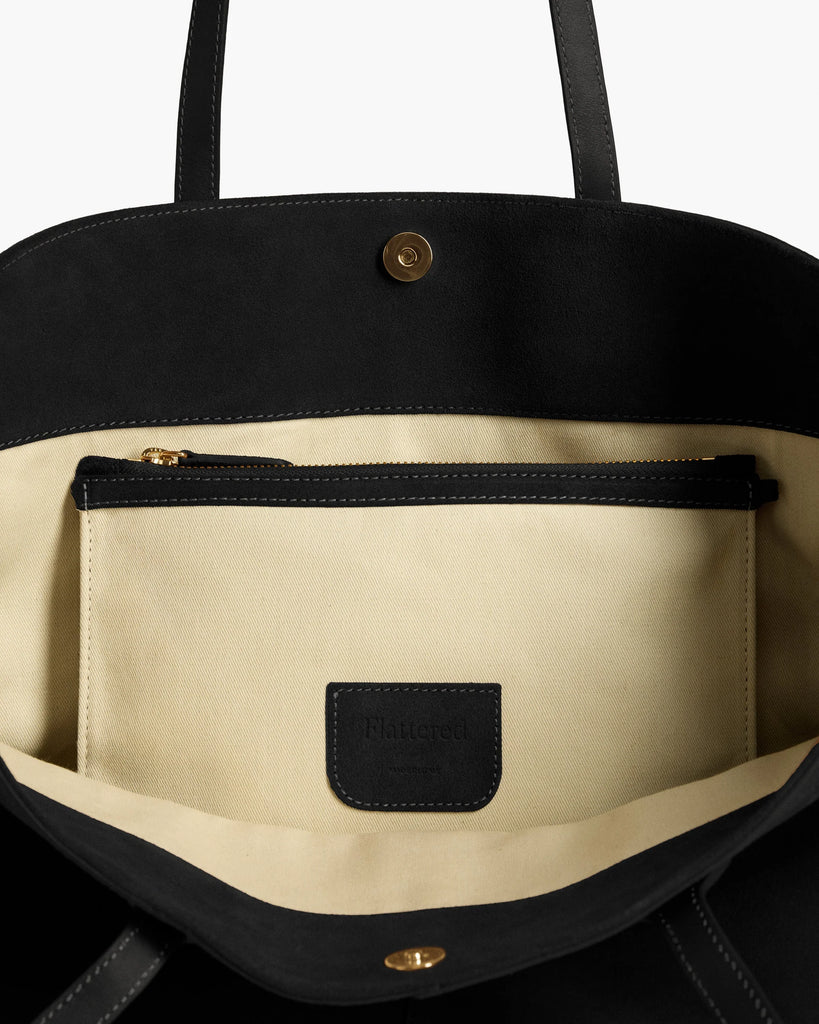 Flattered - Lesley Tote Bag – Black Suede -