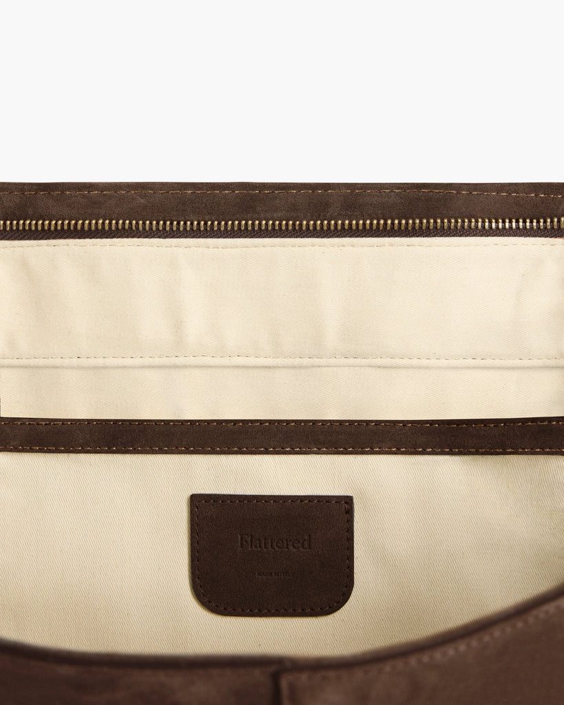 Flattered - Lisa Bowler Bag – Suede Chocolate -