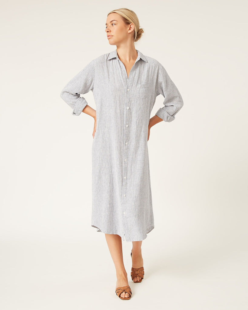 Naif - Nicole Linen Shirtdress - Ivory Ink