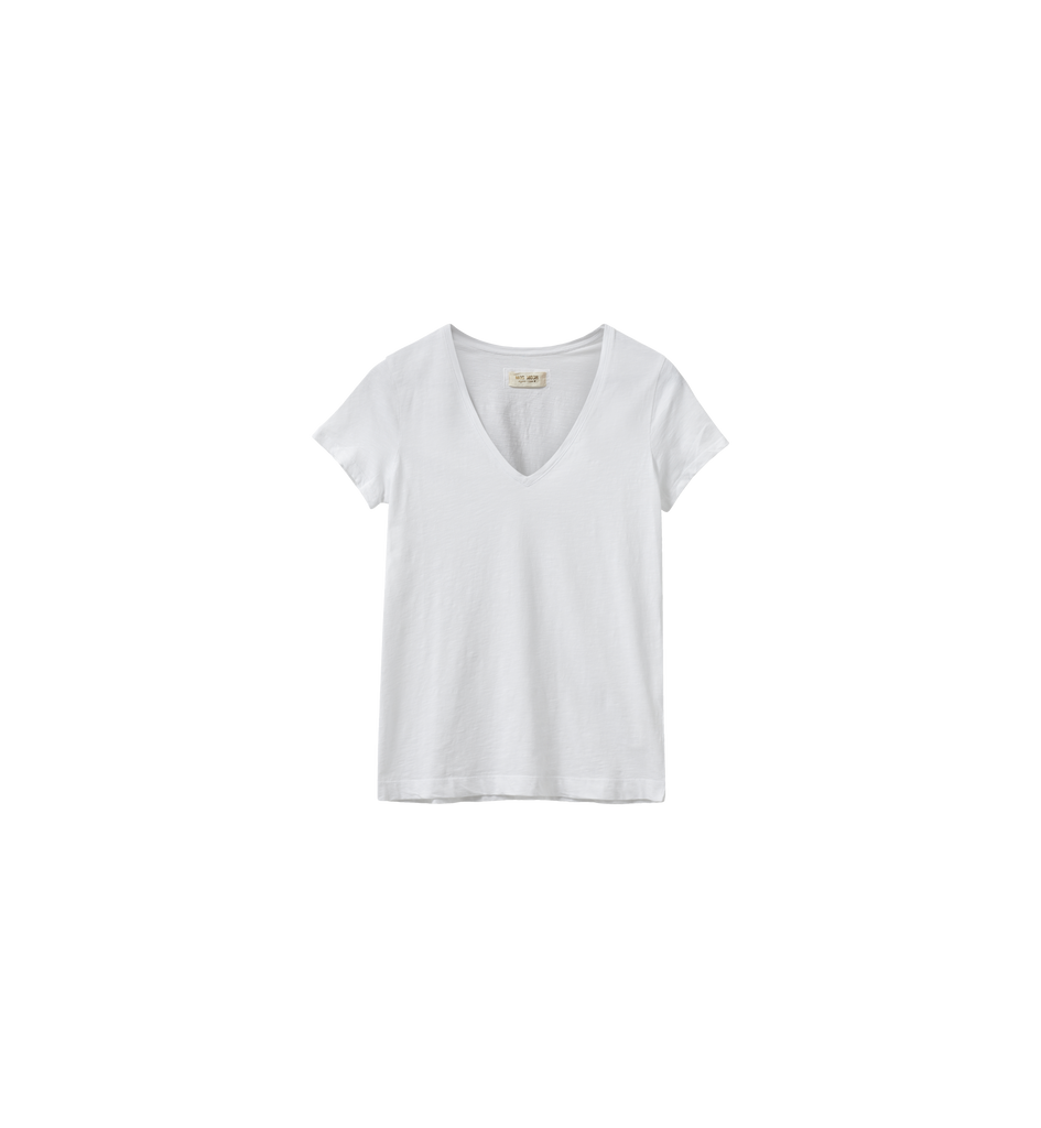 Mos Mosh - Arden Organic V-Neck SS Tee - White