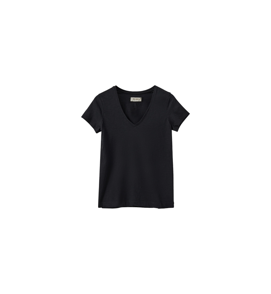 Mos Mosh - Arden Organic V-Neck SS Tee - Black