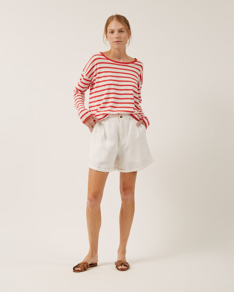 Naif - Freddie Striped Sweater - Red Ivory