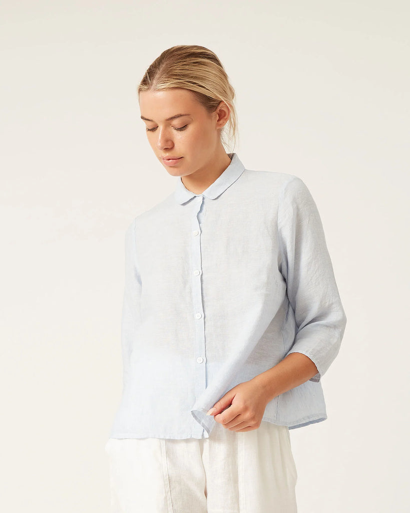 Naif - Pippa Linen Blouse - Chambray Light Blue
