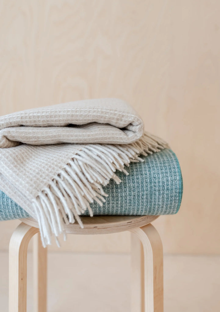 TBCo - Recycled Wool Waffle Blanket in Sage -